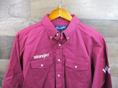 Wrangler Western 衬衫男孩 XXL 18-20 红色长袖刺绣 Rodeo 青少年 — 第 1/4 张图片