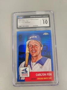 2022 Topps Chrome Platinum Anniv. #410 Carlton Fisk Blue Prizm Refractor CGC 10 - Picture 1 of 3