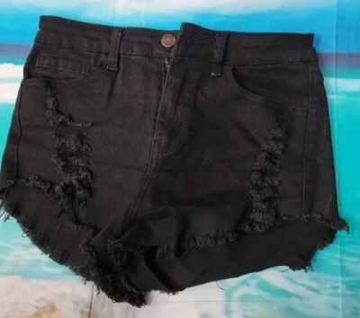 Pantalones Cortos Brandy Melville Envejecidos Hechos en Italia Cortados Negros Lavados Talla S #01 Foto 1 de 4