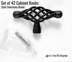2-3/4 in 70mm Oval Cabinet Knob Matte Black S105P-69-DBK Set of 42 - Picture 1 of 6
