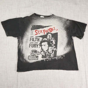 Vintage Sex Pistols Shirt XL* Filth Fury Punk 80s Boxy Short Splatter Distressed - Picture 1 of 10