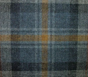 100%Shetland Wolle Blau Grau Hell Gold Tartan Karo Polster Vorhang Kissen Stoff - Bild 1 von 17