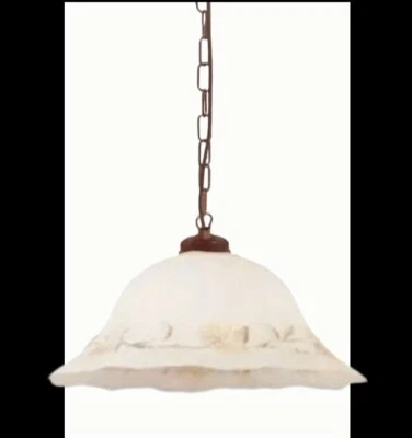 Lampadario sospensione in vetro classica rustica bianca edera 1 Luce cucina 34cm - Immagine 1 di 4