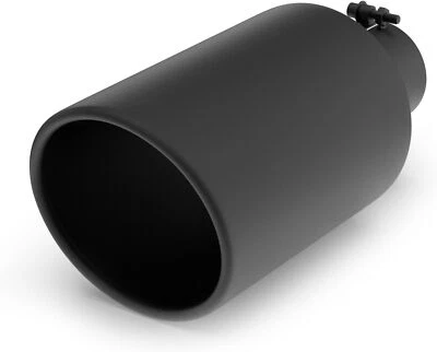 4" entrada 8" saída ponta de escape diesel 15" parafuso longo em aço inoxidável preto - Imagem 1 de 4