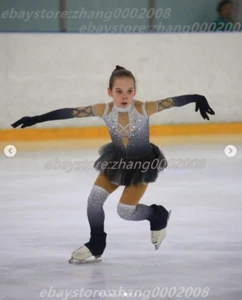 HANDMADE ICE DANCE DRESS/FIGURE SKATING DRESS/ MATCH GLOVE THE STOCKINGS - Picture 1 of 7