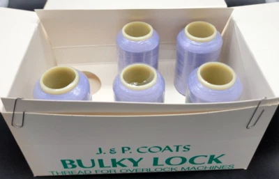 J&P Coats Bulky Lock 100% Textured Nylon Purple Thread Overlock Set of 5 - Image 1 of 4