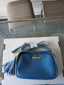 Joy & Iman RFID Leder Umhängetasche Blau Reise Organizer Handtasche Funktional - Bild 1 von 6