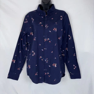 NUEVO CON ETIQUETAS De Colección Mujeres Hollister Botón Abajo Azul Marino Con Flores Epic Flex Elástico Algodón Talla S - Imagen 1 de 5