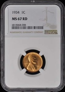 1934 Wheat Reverse Lincoln Cent 1C NGC MS67RD - Picture 1 of 4