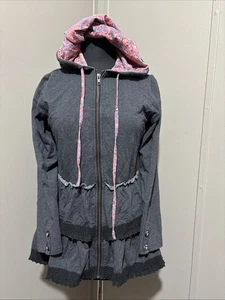 Matilda Jane Wise and Wonderful graue Rüschen Full Zip Blumen Kapuzenjacke Gr. S - Bild 1 von 6