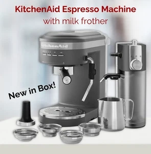 ☕️ SLEEK + Countertop Burista ☕️ Kitchenaid Espresso Machine with  Milk Frother  - Picture 1 of 10