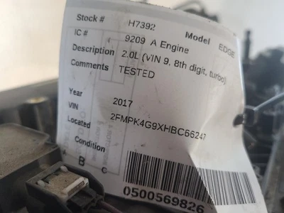Used Engine Complete Assembly fits: 2017 Ford Edge 2.0L VIN 9 8th digit turbo Gr Foto 1 de 4