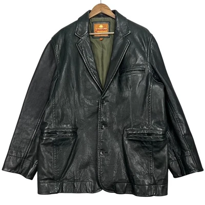 Vintage The Territory Ahead Leather Blazer Jacket Black Mens XL Button Up Lined - Image 1 of 4