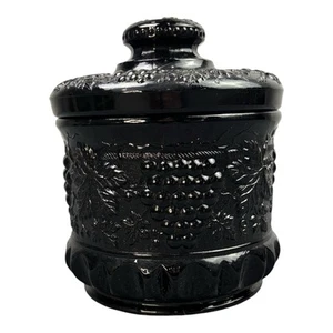 Fenton Barattolo Vetro Nero Uva e Cavo Tabacco Caramelle Biscotti Biscotti Vintage - Foto 1 di 16