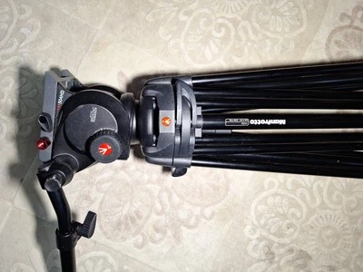 Manfrotto 546B 75mm Aluminum Video Tripod 3-Leg Sections - Image 1 of 4