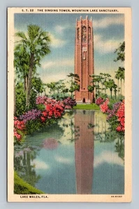 Vintage Linen Postcard The Singing Tower Mountain Lake Sanctuary FL - Picture 1 of 2