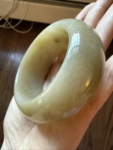 純天然內蒙古捨太翠 Untreated Gemstone Bangle 54 Mm Herbal Earth - Picture 1 of 18