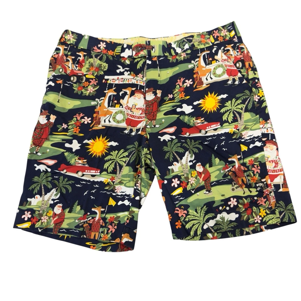 Loudmouth Men's Size 38 Christmas Santa Claus 10" Inseam Golf Chino Shorts euc - Image 1 of 4