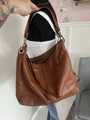 VTG Banana Republic Genuine Leather Bag Cognac Brown Large Shoulder Bag Tote - Image 1 of 4