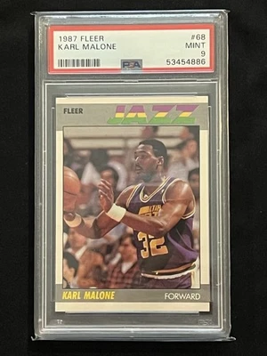 Karl Malone HOF • 1987 Fleer #68 PSA 9 MINT Utah Jazz “Mailman” - Image 1 of 2
