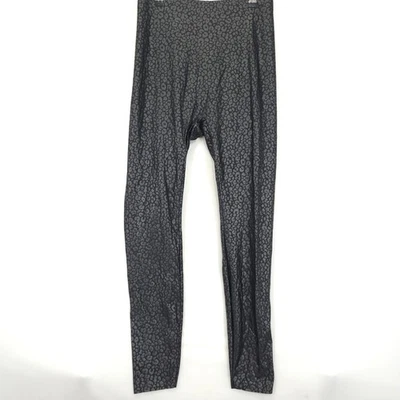 HUE Leggings Imitación Cuero Mujer L Negro Gris Estampado Leopardo Elastizados Cintura Alta Foto 1 de 4