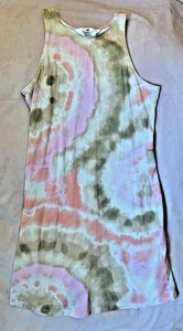 H&M Dress Girls Sz 12/14 Tie Dye Print Pastel Pink White Green Soft Cotton - Picture 1 of 5