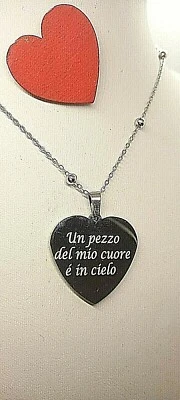Collana con ciondolo cuore personalizzato  incisione memoriale idea regalo   - Immagine 1 di 4