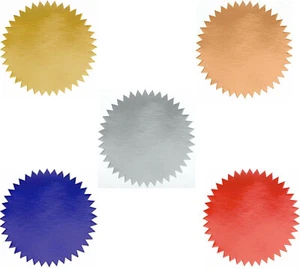 Sellos notariales y certificados de papel de aluminio brillante, ráfaga de 2 pulgadas, paquete de 100 sellos - 6 colores - Imagen 1 de 7