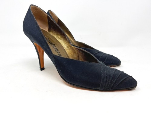SAINT LAURENT (YSL) Tacchi vintage anni 90 YSL Paris neri in crepe taglia 6 1 2 N