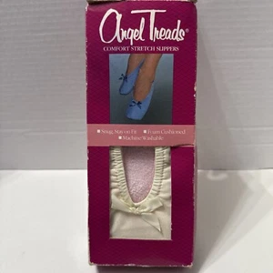 Vintage neu aus altem Lagerbestand Barry Angel Treads bequeme Stretch-Hausschuhe beige cremeweiß Medium - Bild 1 von 15