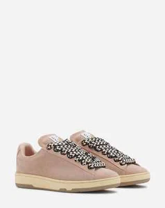 $590 NIB Lanvin Curb Lite Suede Sneakers US 8 / EUR 38 Light Pink Made In Italy - Picture 1 of 14