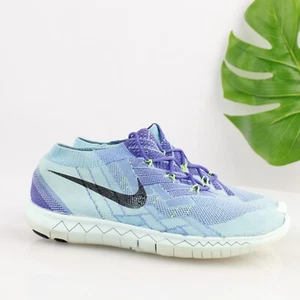 Nike Womens Free 3.0 Flyknit Running Shoe Size 9 Teal Blue Aqua Sneaker Mid Top - Picture 1 of 14