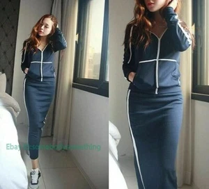 Women 2 Piece Hoodie Sweatshirt Suit Skirt Top and Skirt Set Tracksuit Outfits - Picture 1 of 18