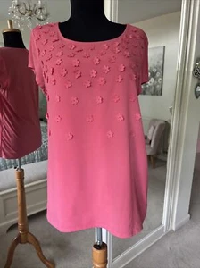 Laura Ashley Coral Top with Applique Flower Petals on the front Size 12 BNWT - Picture 1 of 9