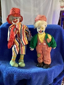 Vintage Porzellan 14 “ Hobo Happy Clown & 16 “ German Ziergenstand Clowns - Bild 1 von 10