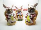 COLLECTION OF 3 BUNNIES KNITTING POTTERY MOP CAPS SPECS NO CHIPS