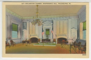 PA Postcard Declaration Chamber at Independence Hall - Philadelphia linen NN - Picture 1 of 2