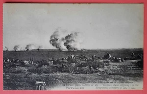 Postcard France Somme,German Shells exploding,Battery of 75 WW1 Levy. - Picture 1 of 3