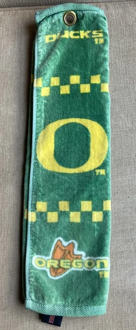 Vintage University of Oregon Ducks Green Golf Bag Towel NCAA Golfing 100% Cotton Cover