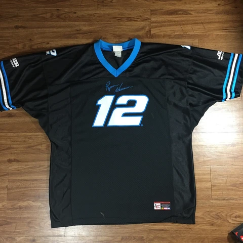 Chase Ryan Newman Signature Jersey Alltel Mens XL Nascar Black Blue Short Sleeve Cover