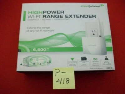 NEW AMPED/WIRELESS HIGHPOWER WI-FI RANGE EXTENDER 6,500 SQ. FT #REC10 600mW PORT - Image 1 of 4
