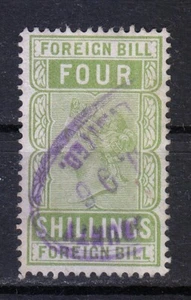 Great Britain Foreign Bill Four Shillings used stamp Victoria period /011 - Picture 1 of 2