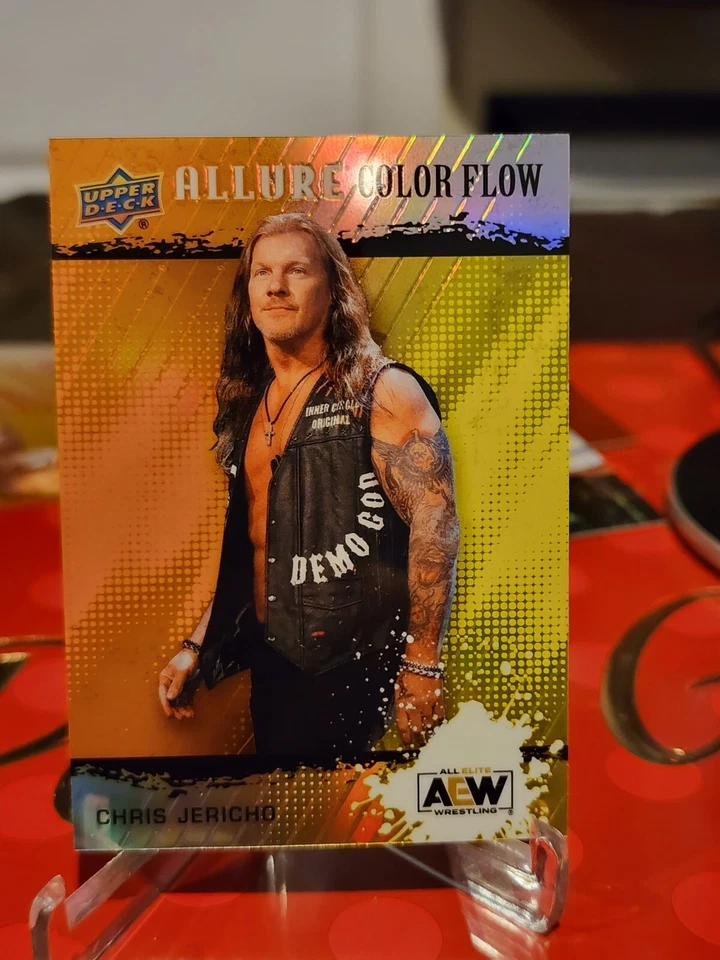 Chris Jericho Aew 2022 Upperdeck Allure Orange Yellow Color Flow Trading Card # - Image 1 of 2