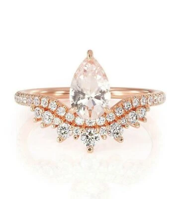 2.5Ct Lab-Created Morganite Engage Ring Unique Crown Promise 9ct SOLID Rose Gold - Image 1 of 4