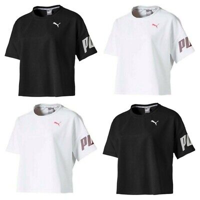 Puma Womens T Shirt Crop Modern Short Sleeve Sports TShirts T-Shirt Black • 15.69€