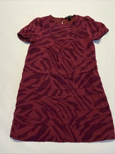 Marc By Marc Jacobs Animal Print Women’s 10 Shift Dress Maroon Lined - Picture 1 of 8