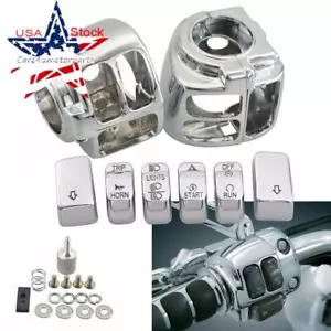 Handlebar Control Switch Housing Chrome Caps For Harley Softail Fat Boy Slim FLS - Picture 1 of 13