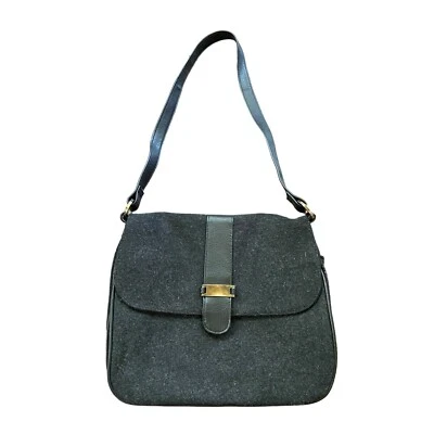 VTG 80s Wool Blend Crossbody Shoulder Bag Satchel Messenger Gray - Image 1 of 4