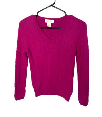 Peck & Peck Size S 100% Pure Cashmere Sweater Cable knit V Neck 2 Ply - Image 1 of 4