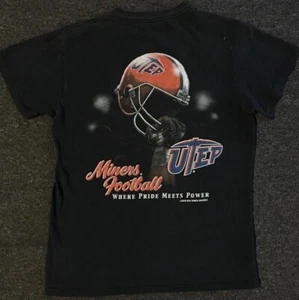 Maglia Vintage UTEP Miners Calcio Sbiadita Distress S AOP Scuola Pista Grunge PE Anni 90 - Foto 1 di 14